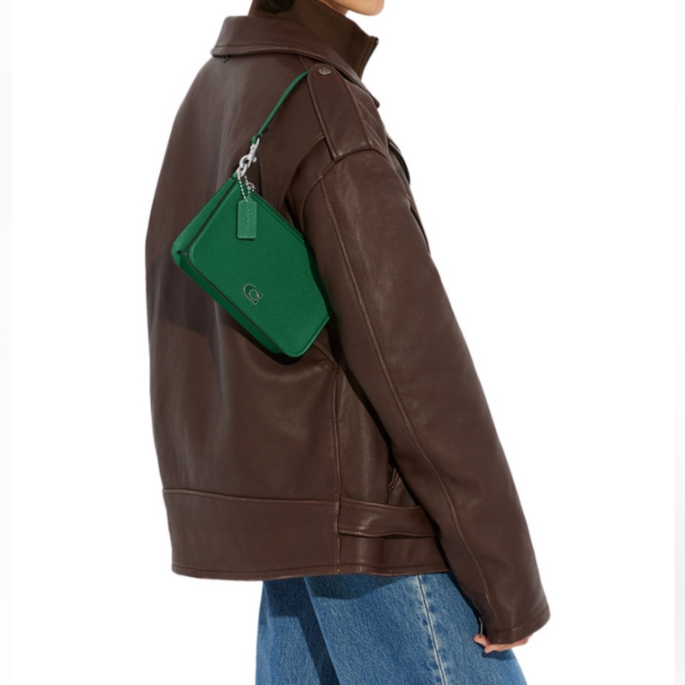 Coach Small Pouch Crossgrain Leather Shoulder Bag